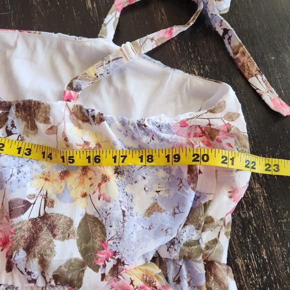 Lane Bryant Tiered Maxi Dress Size 18 Adjust Straps Long Floral Spring Wedding - Picture 9 of 13